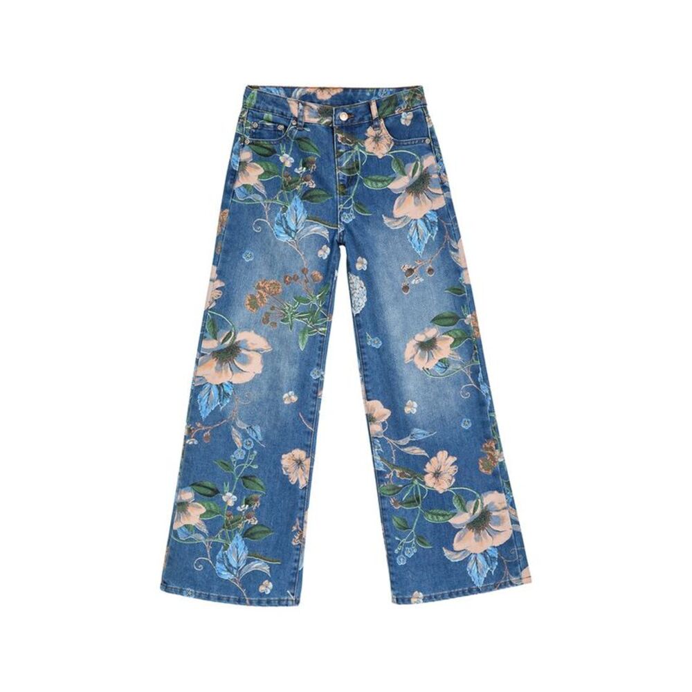 Tractr Girls  Jeans Floral Printed Wide Leg Pant